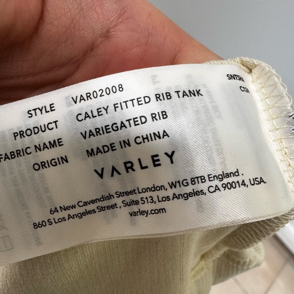 Varley Cream Fitted Ribbed Tank Top - Picture 9 of 10